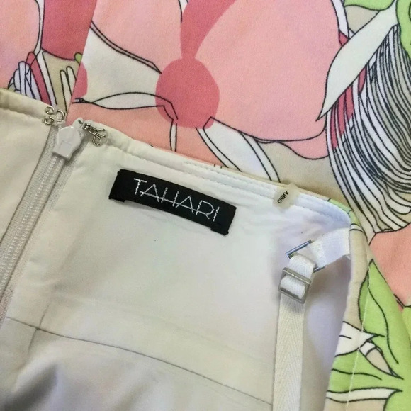 Vintage Tahari Womens 10 Sundress Floral Print Lined‎ Cotton Stretch Cruise Wear - Picture 3 of 10